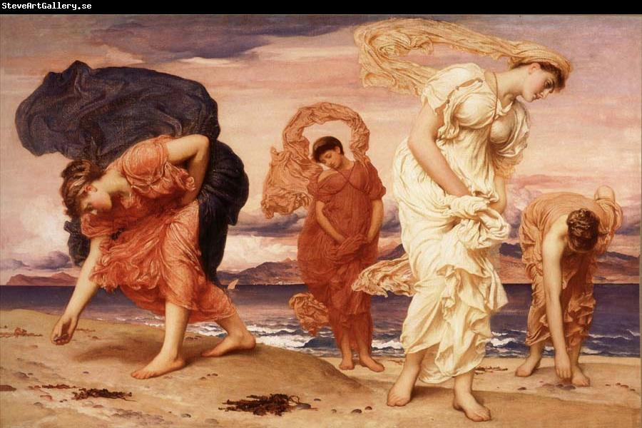 Frederick Leighton Greek Girls Picking up Pebbles by the Sea
